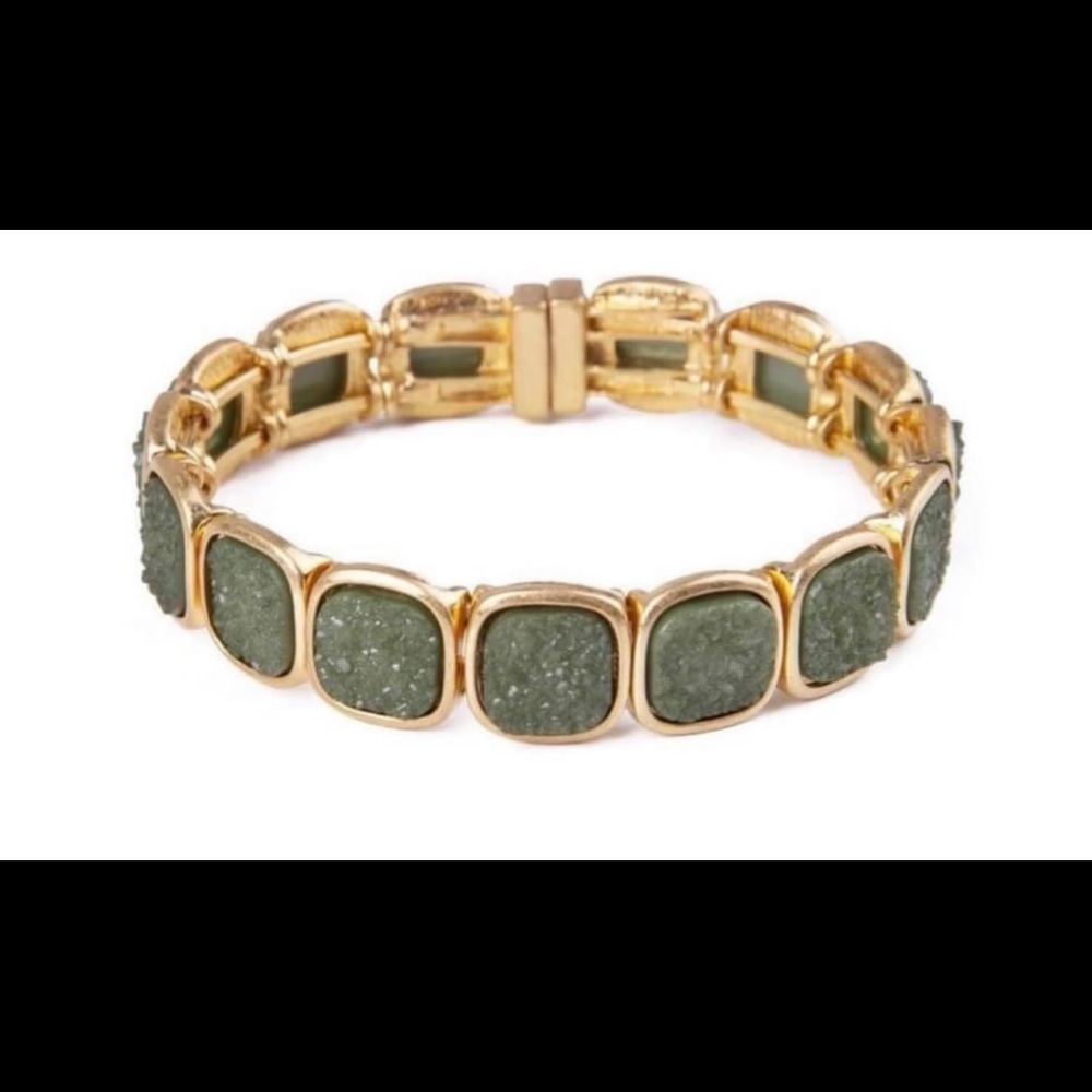 PlunderDesign green druzy with gold magnetic bangle
